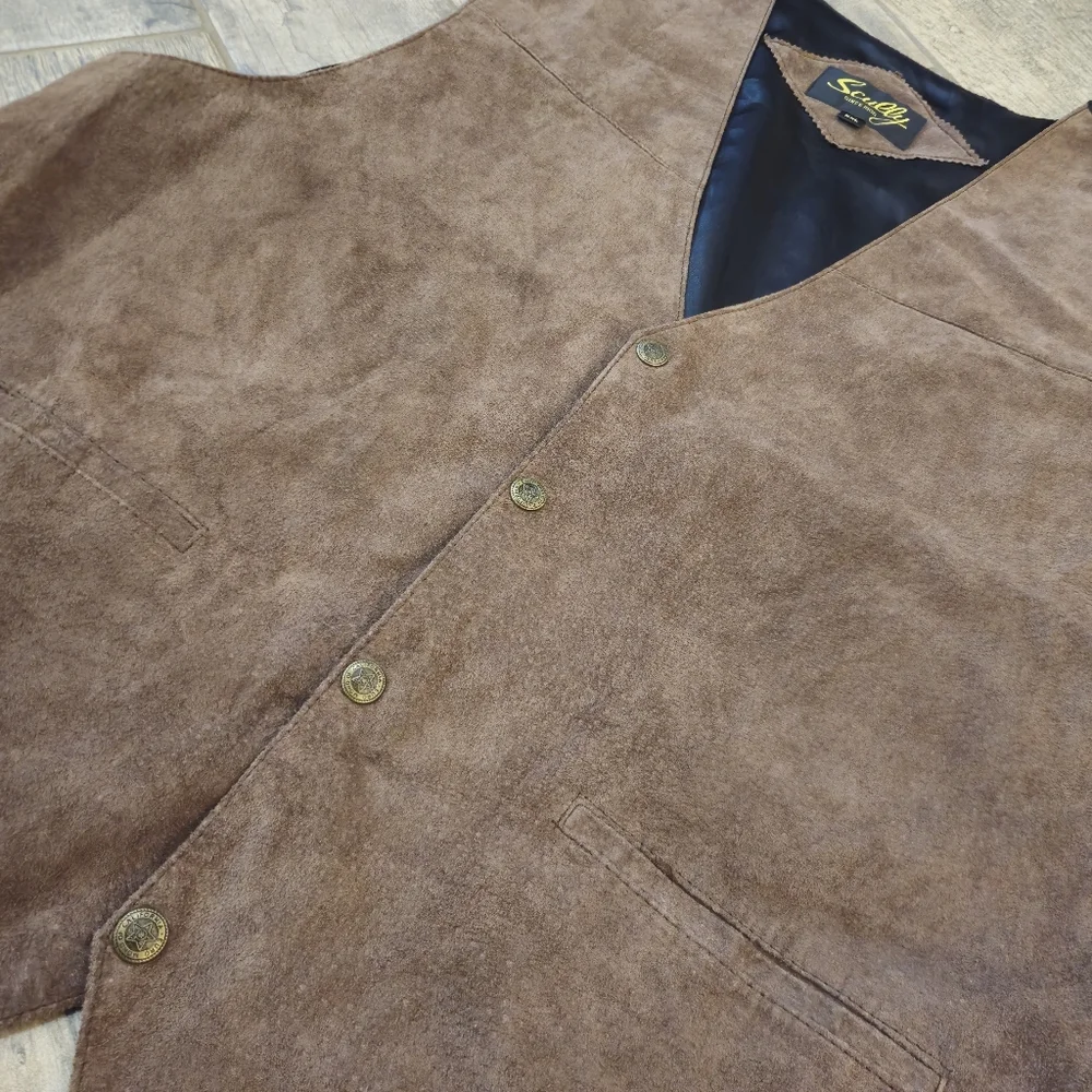 Scully Mens Brown Suede Vest - Picture 2 of 6
